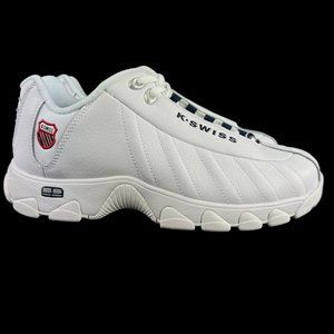K-Swiss ST329 CMF White Navy Red Shoes Men's 03426-130 Sizes 9.5 - 11.5 EEEE